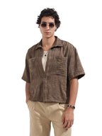 The Indian Garage Co Mens Boxy Textured Cutaway Collar Half Sleeves Resort Shirt