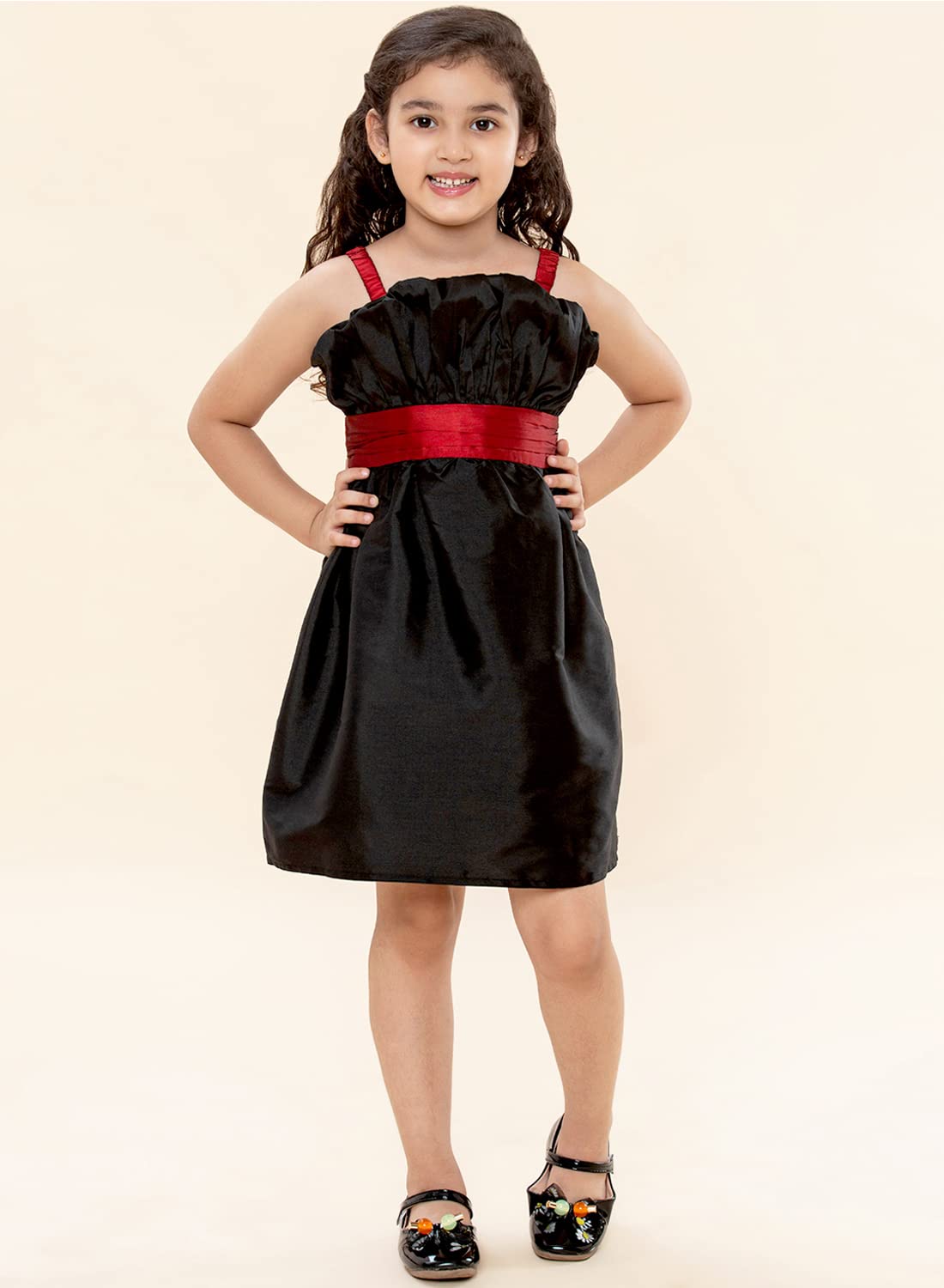 A.T.U.N. (ALL THINGS UBER NICE) Girls Special Occasion Party Frock Dress Black-Maroon
