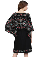 Ishin WomenS Cotton Black Embroidered Kaftan Dress