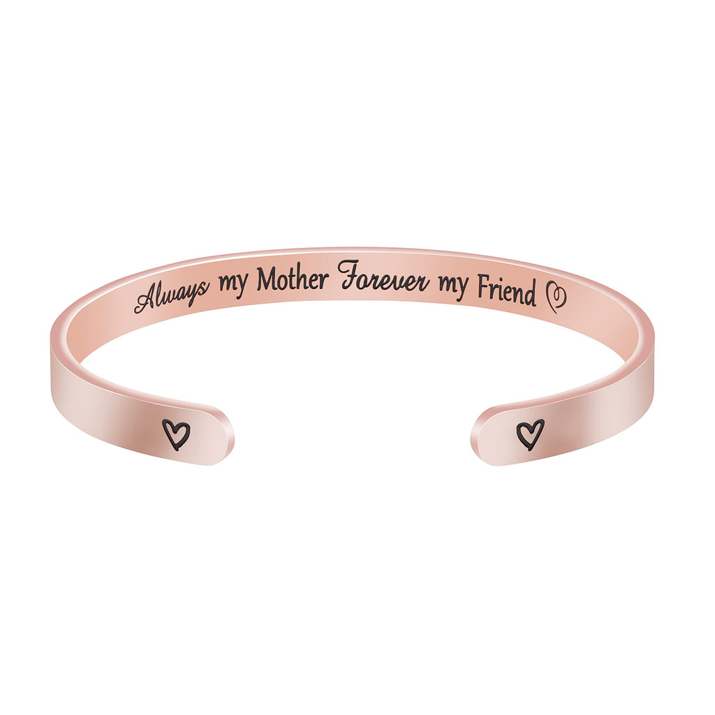 JoycuFF Mother's Day Gifts for Daughter Cuff Bracelet Stainless Steel Rose Gold Jewelry Birthday Christmas Gift