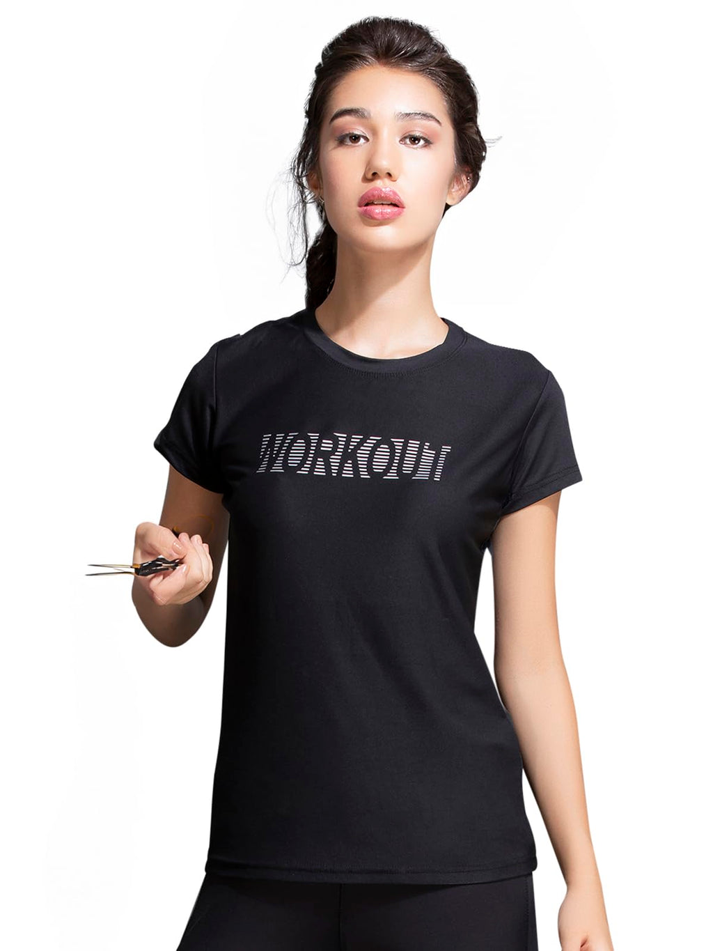 Clovia WomenS Gym/Sports Text Print Activewear T-Shirt (At0112P13_Black_M)