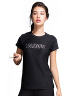 Clovia WomenS Gym/Sports Text Print Activewear T-Shirt (At0112P13_Black_M)