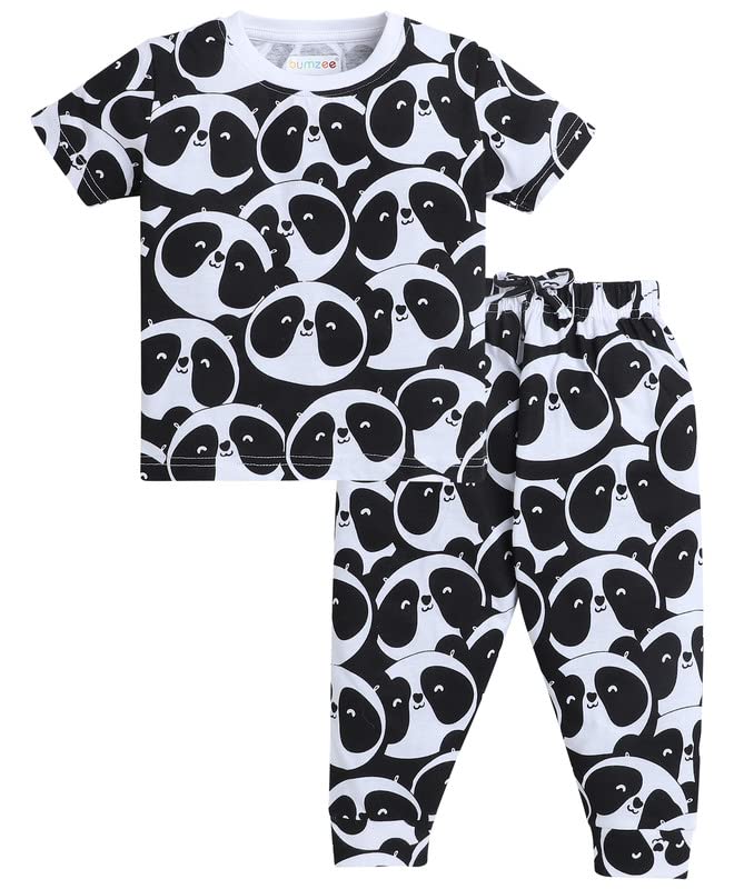 BUMZEE Black Boys Half Sleeves T-Shirt & Pyjama Set Age - 3-6 Months (Peb8173B-blk)