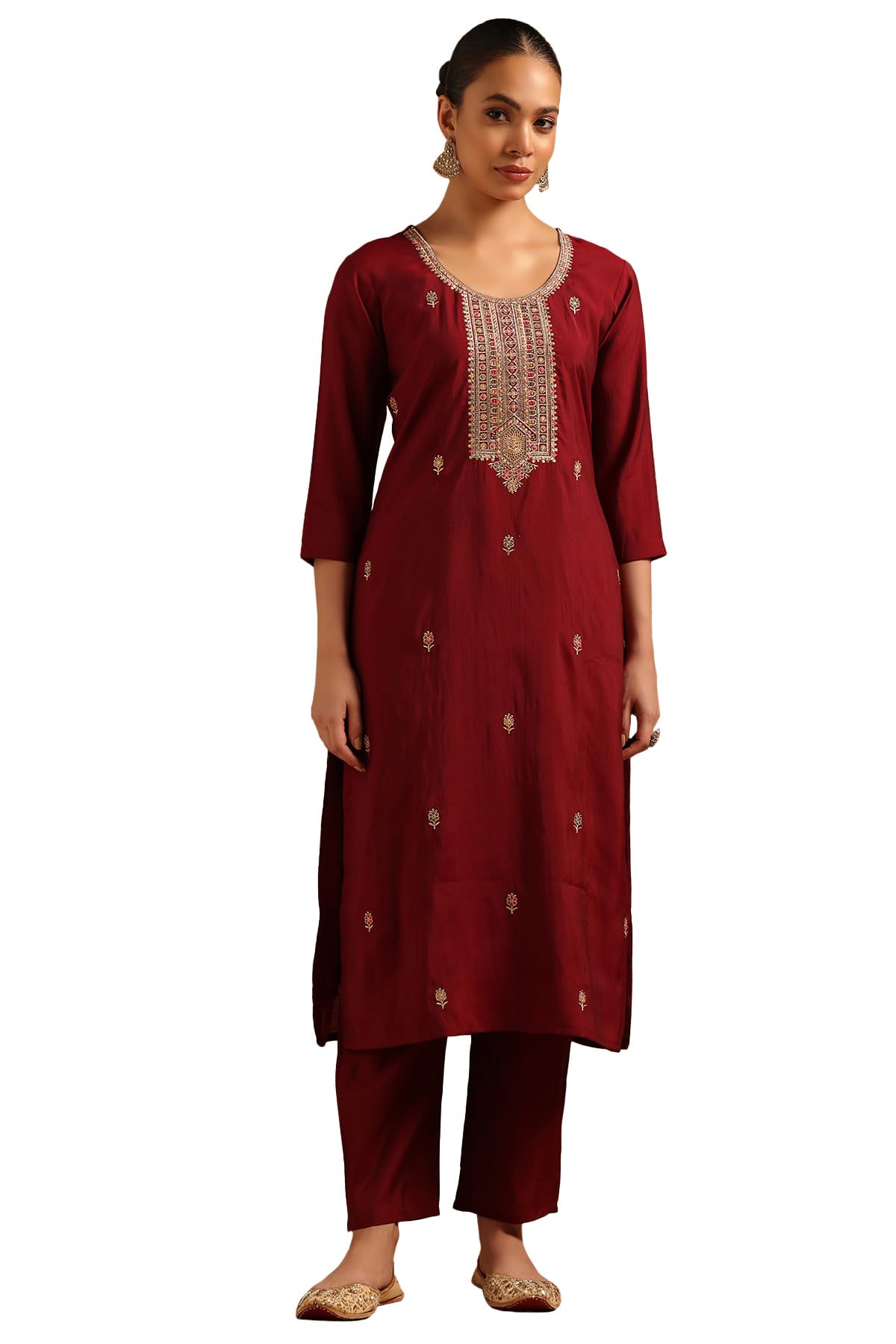 Soch Women Roman Silk Floral Kurta Set with Work
