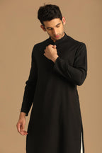 Manyavar Mens Casual Black Kurta
