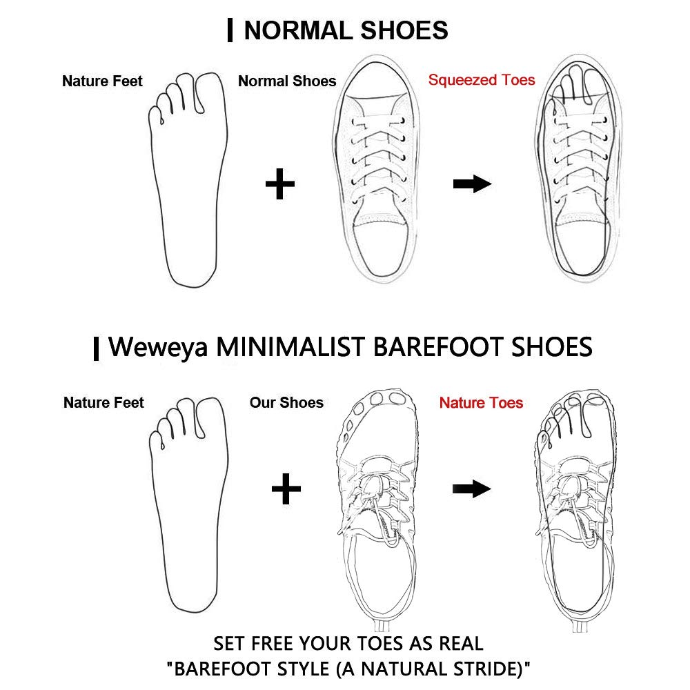 Weweya Barefoot Shoes Men Cross Training Five Fingers Minimalist Running Zero Drop Wide Toe Box Shoe Size 9 Army Green