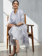 Libas Womens Embroidered Cotton Blend Straight Kurta With Palazzos And Dupatta
