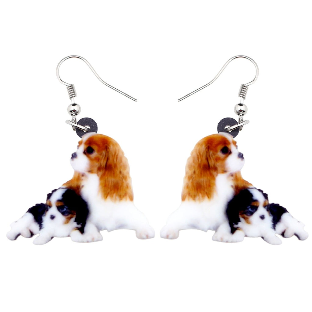 NEWEI Acrylic Cute Basket Dog earrings Drop Dangle Fashion Animal Jewelry For Women Gift Charms (Cavalier King Charles Spaniel C