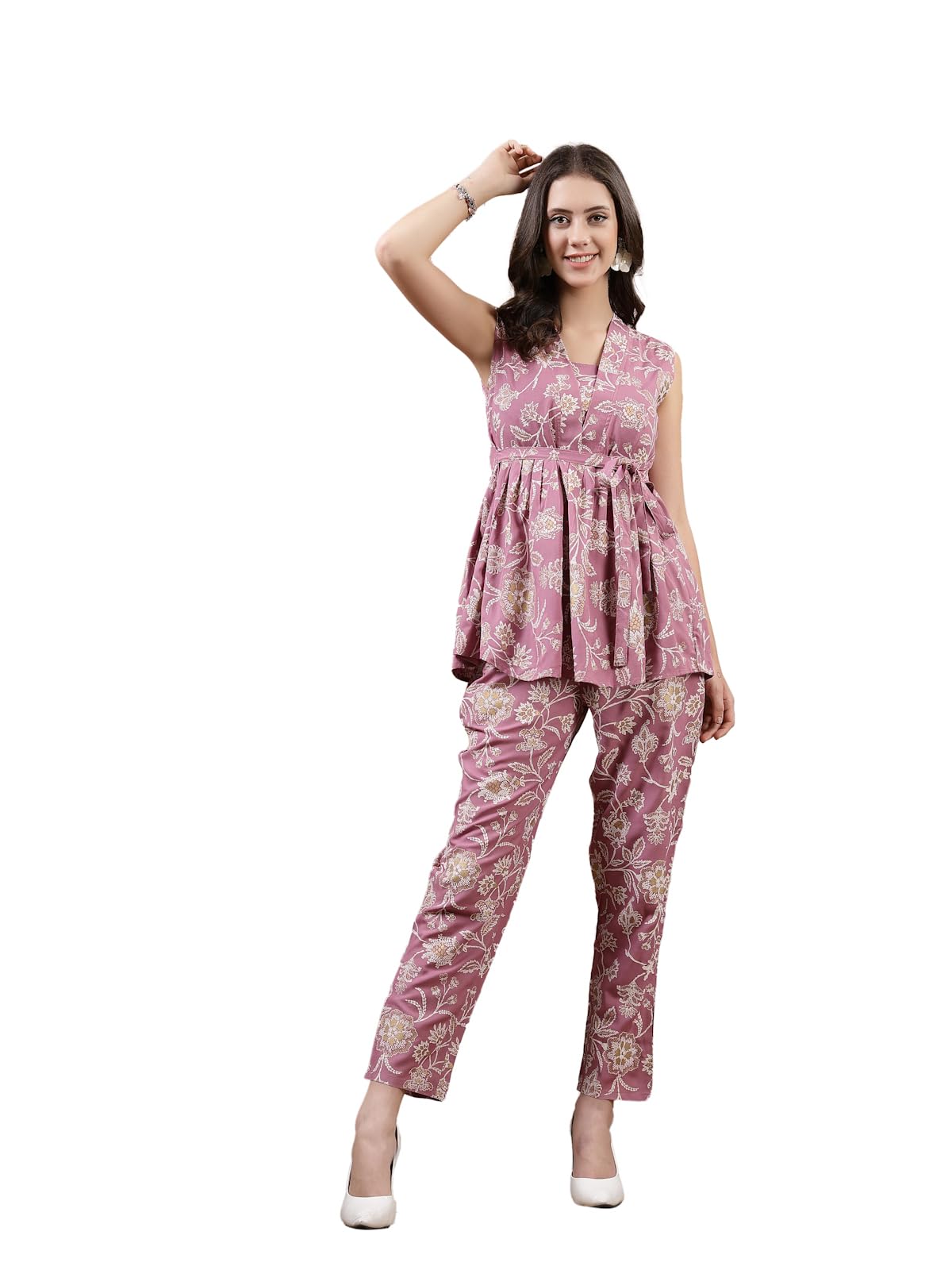 Stylum Women'S Floral Printed Rayon Co-Ord Set (Cssalconmauve38_Mauve, M)