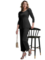 Elliti Solid Relaxed Fit Full Sleeve Co-Ord Set For Women'S | Coord Sets | Top And Formal Trouser Co Ord Set For Women (Set Of 2