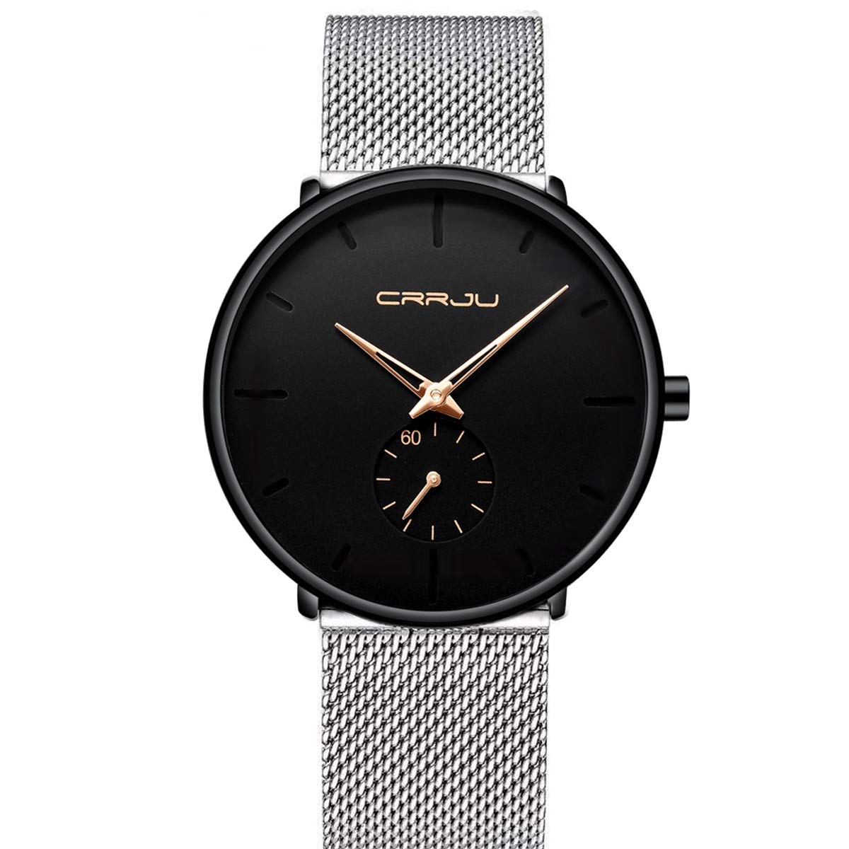 FIZILI Mens Watches Ultra-Thin Minimalist Waterproof-Fashion Wrist Watch for Men Unisex Dress with Stainless Steel Mesh Band-Ros