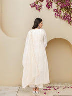 Ishin Ethnic Motifs Thread Embroidered A-Line Kurta Set With Dupatta
