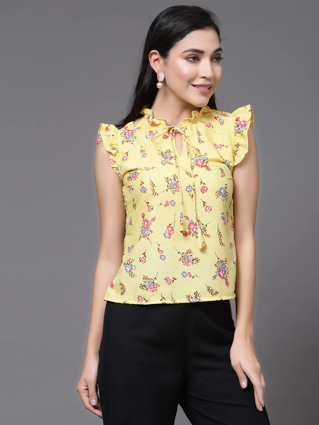 OOMPH! Sleeveless Tops for Women, Yellow - mt476