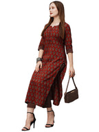 ANNI DESIGNER Womens Cotton Blend Printed Straight Kurta with Pant (Nita Maroon_4XL_Maroon_XXXX-Large)