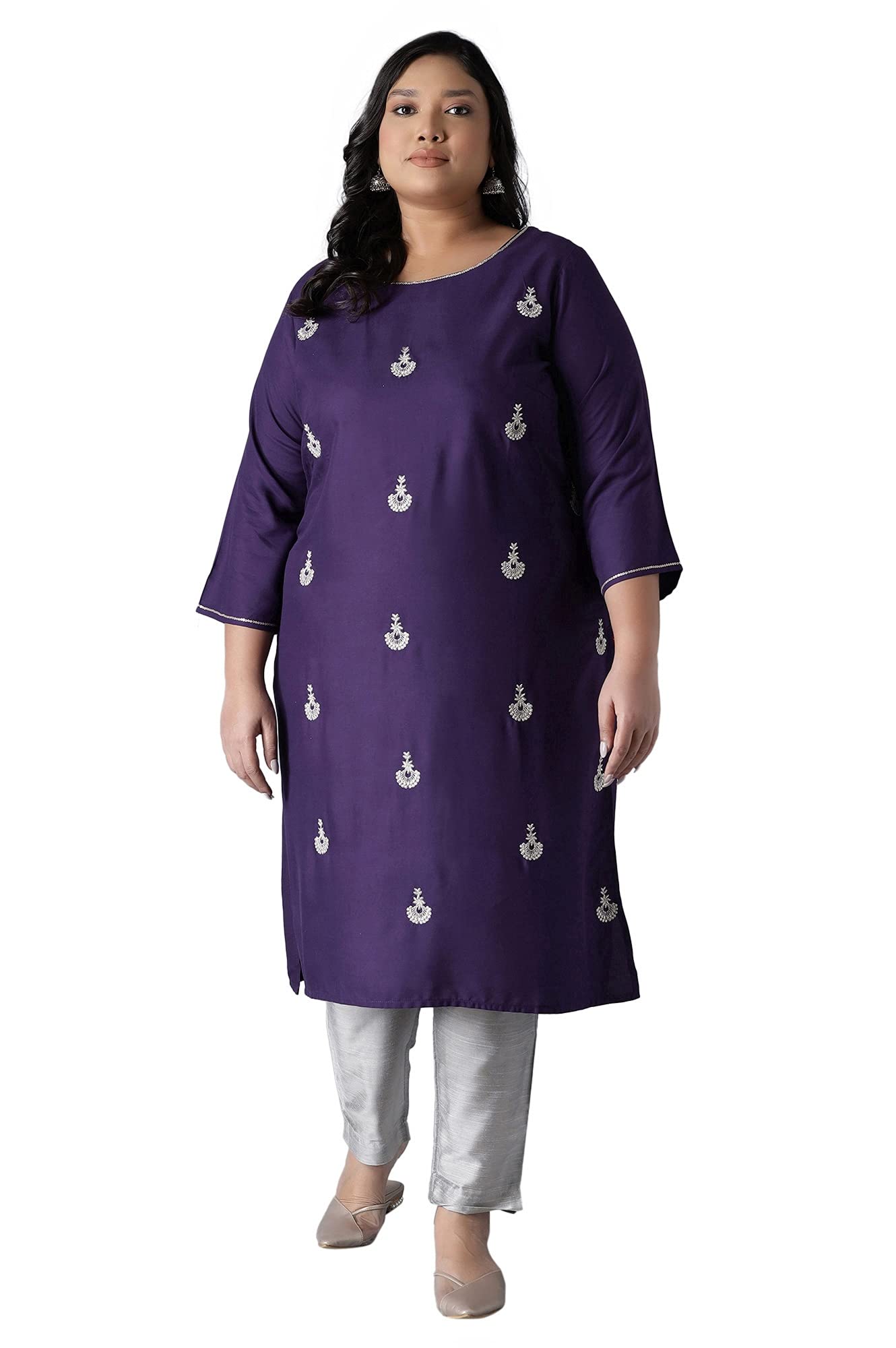 W For Woman Women'S Viscose Regular Kurta (21Auw16109-216052_Purple_8)