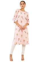Soch Onion Pink Linen Kurta With Floral Motifs