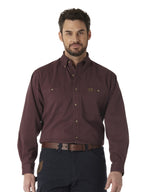 Wrangler Riggs Workwear Men's Logger Twill Long Sleeve Workshirt, Burgundy, X-Large