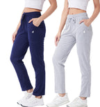Modeve  Women Cotton Blend Pack of 2 Track Pant for Summer || Women Lower || Women Pyjama || Lounge Pants_Navy and Light Grey_X-
