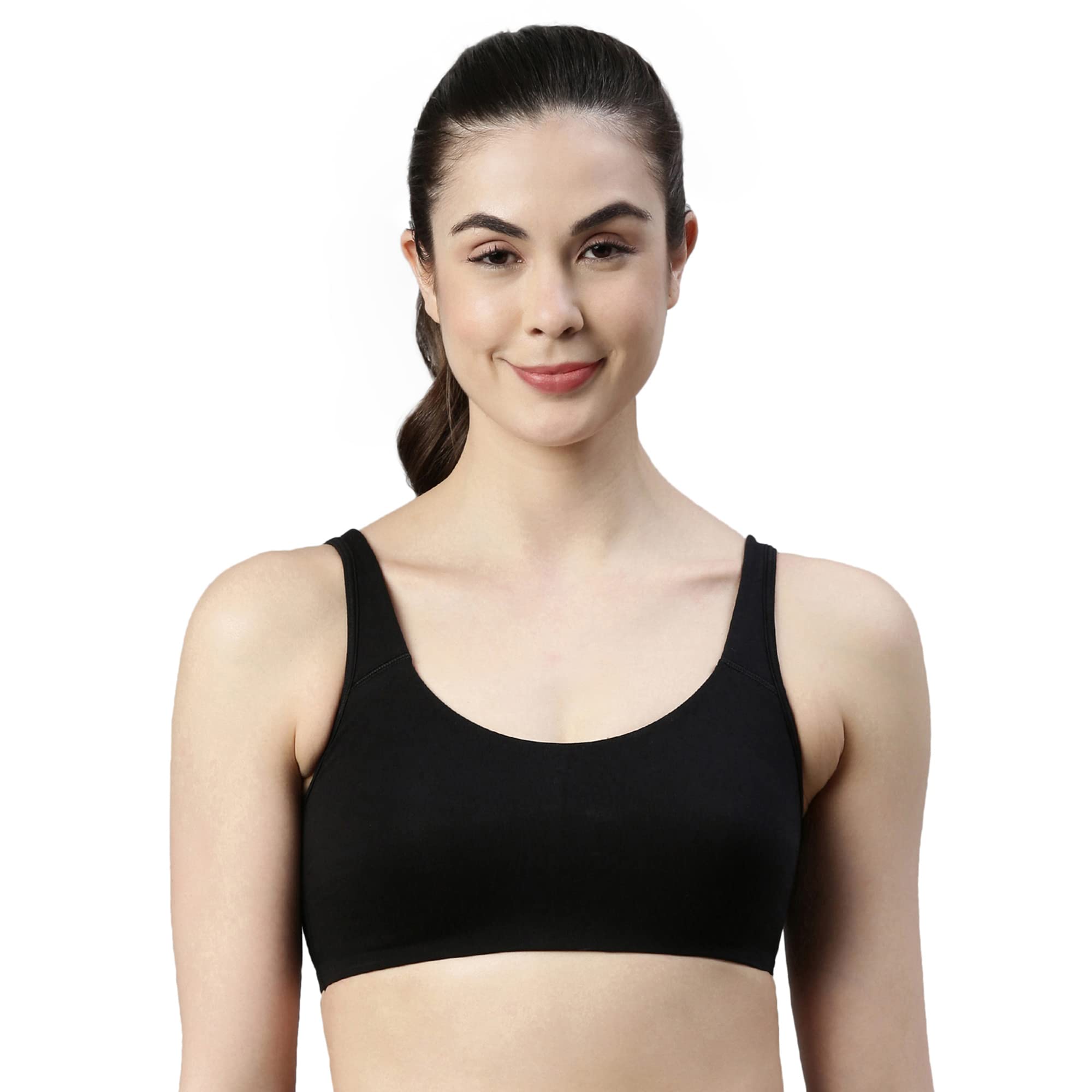 Enamor SB06 Low Impact Slip on Everyday Sports Bra for Women - Non-Padded, Non-Wired & High Coverage | Available in Solids & Pri