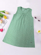 A.T.U.N. (ALL THINGS UBER NICE) Girls Sleeveless Stylish A-Line Abby Dress | Daily, Party, Casual Knee Length Dress Light Green