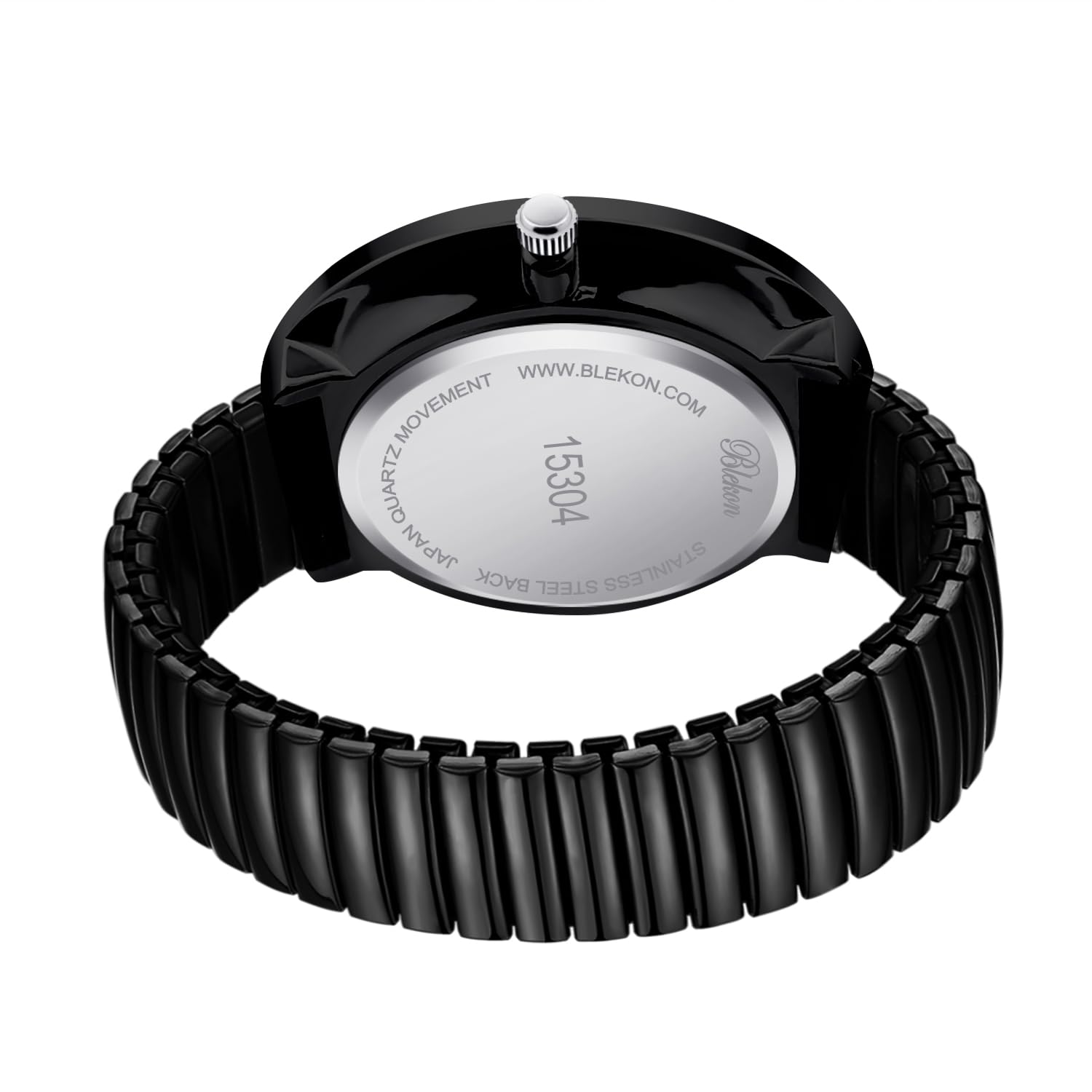 Blekon Collections New Super Large Face Stretch Band Japanese Movement PC21J Fashion Watch (Black/Luminous)