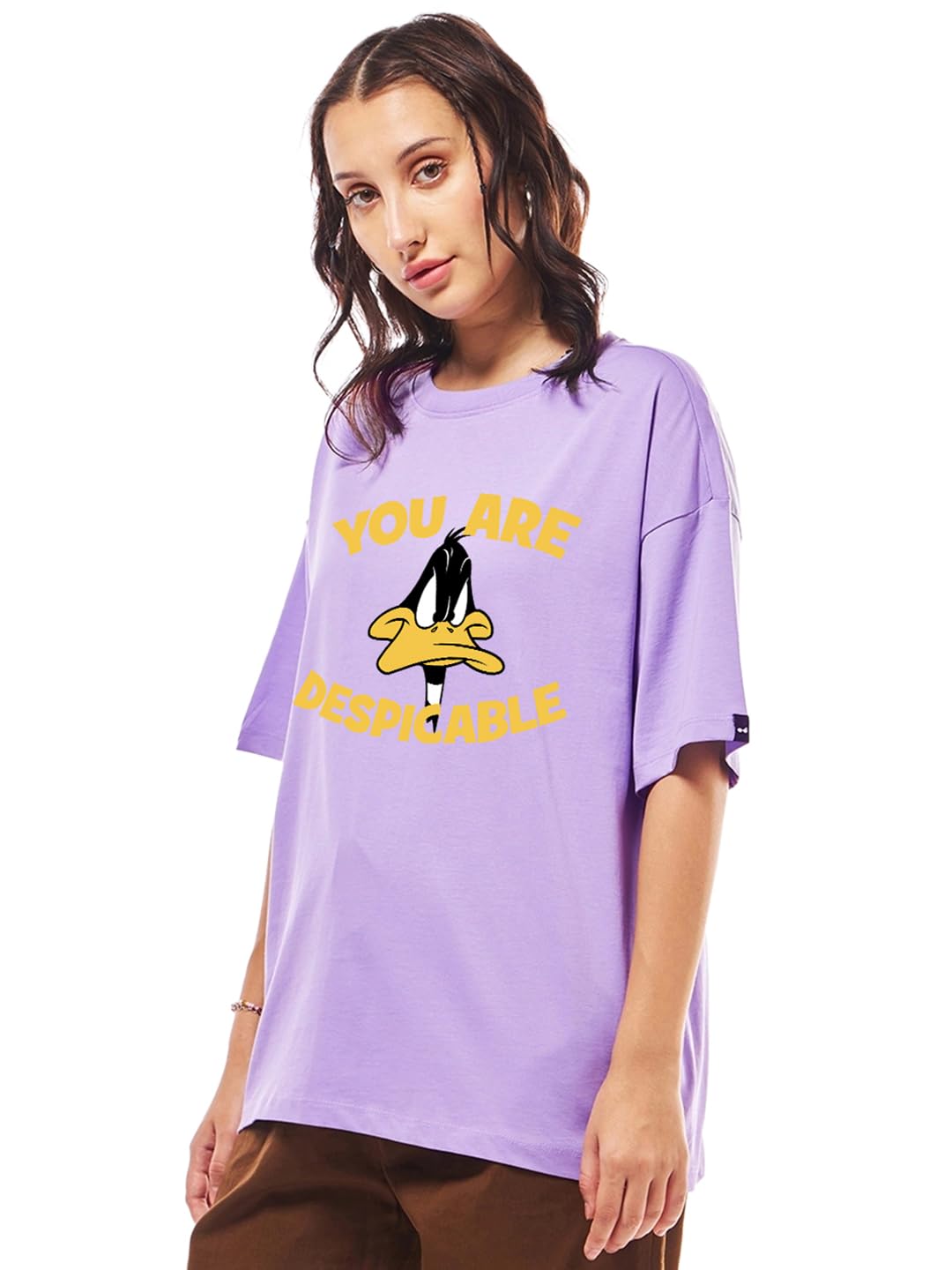 Bewakoof Official Looney Tunes Merchandise WomenS Graphic Print Oversized Fit Half Sleeve Round Neck Cotton Jersey T-Shirt_6596