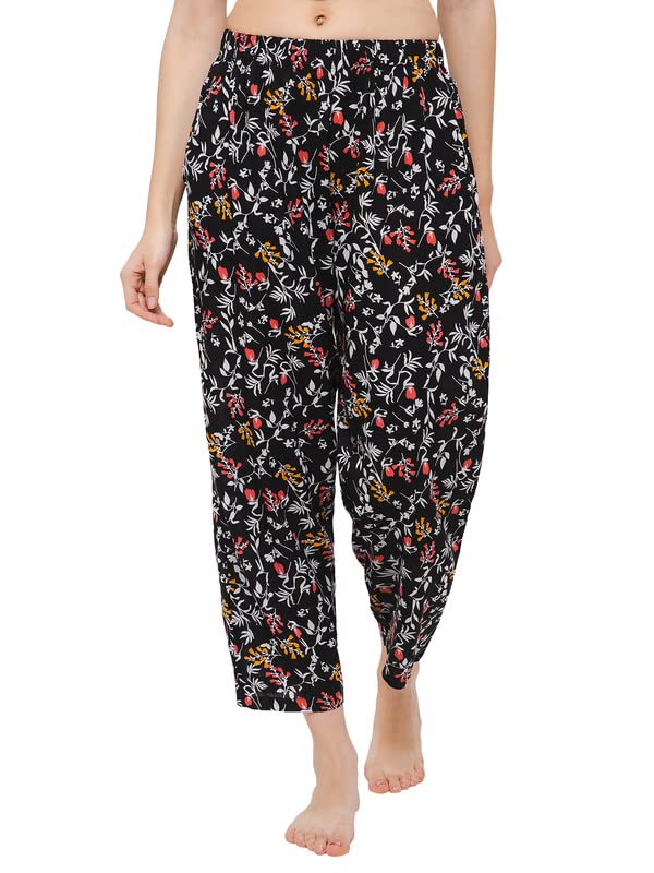 Clovia Womens Cotton Print Me Pretty Pyjama with Pocket (LB0179H13_Black_S)