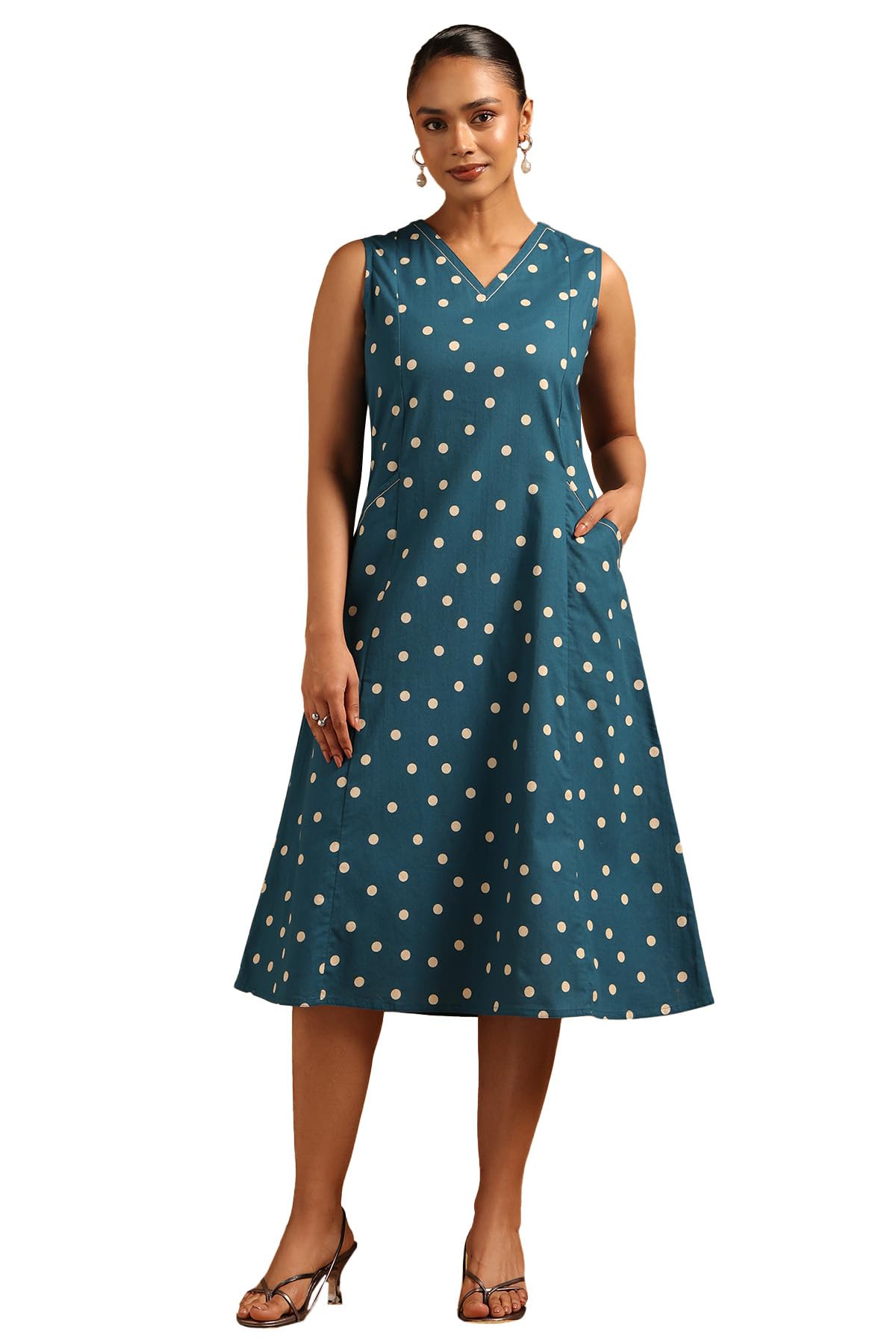Soch Women Cotton Polka Dots Dress with Na
