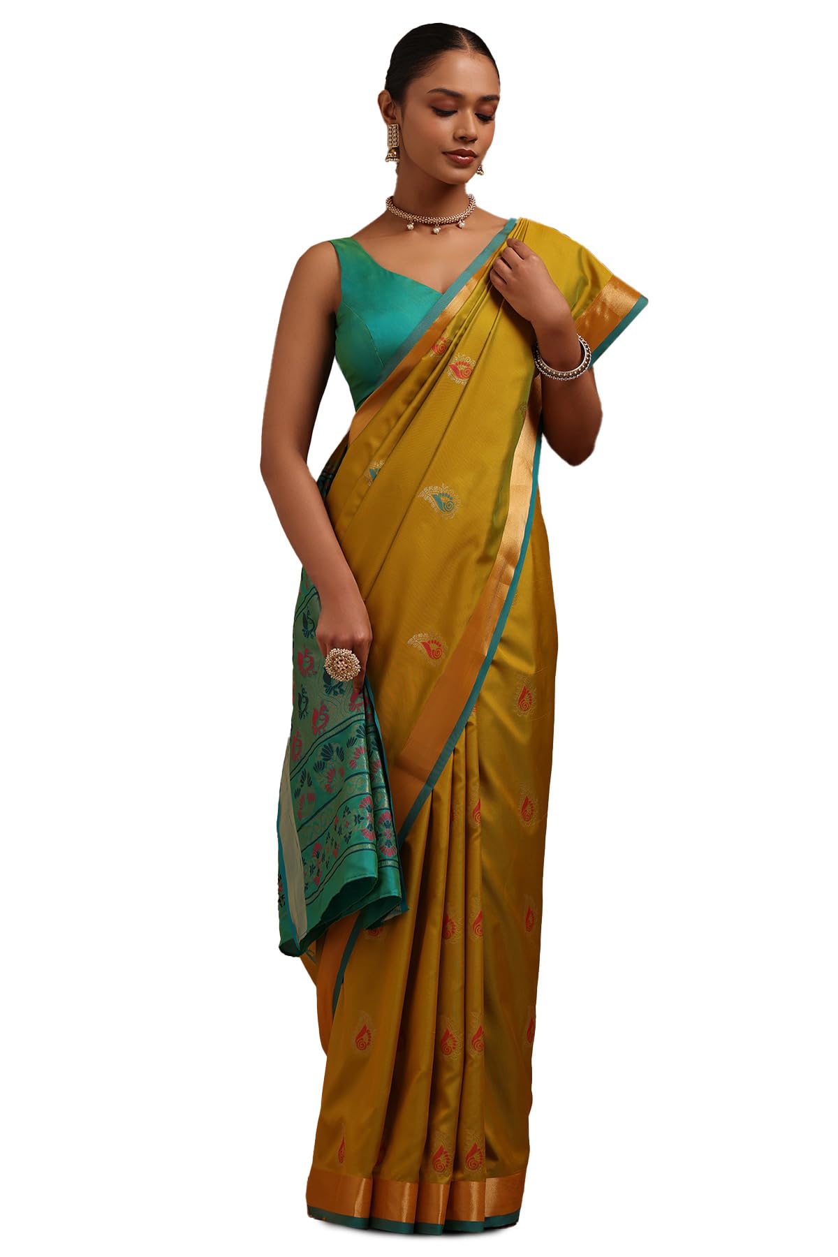Soch Women Silk Blend with Zari Woven Saree with Zari Woven
