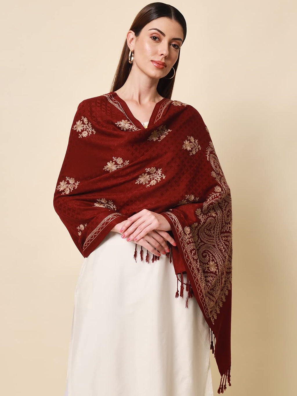 Pashmoda Women Firdousi Aari Embroidered Kashmiri Stole