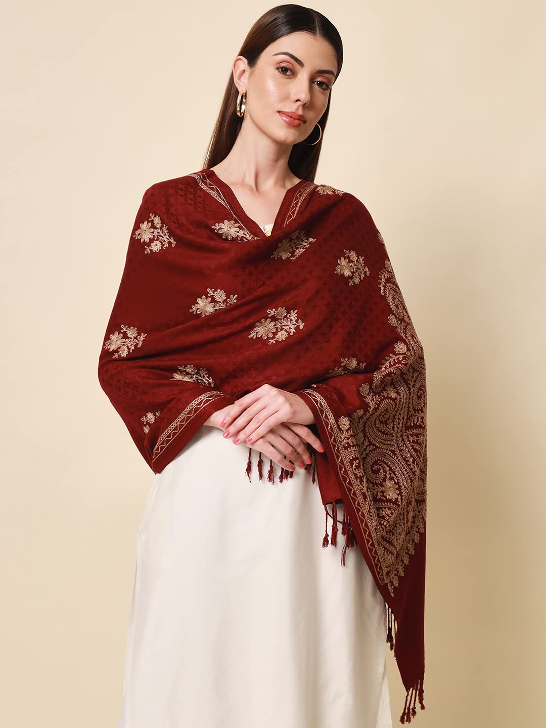 Pashmoda Women Firdousi Aari Embroidered Kashmiri Stole