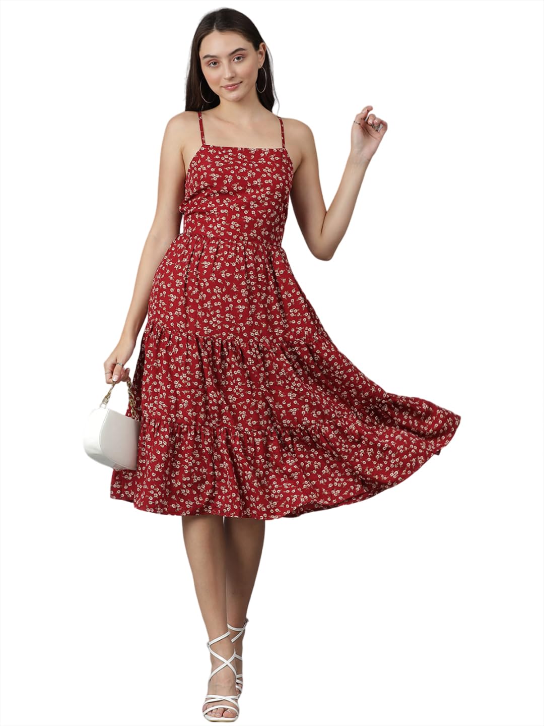 Kotty WomenS Fit And Flare Floral Print Dress(Multicoloured,Xl)