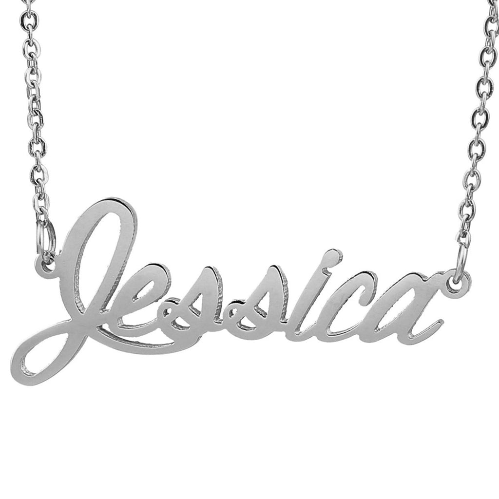 HUAN XUN Stainless Steel Font Necklace Birthday Gift for Her Christmas Jewelry Jessica