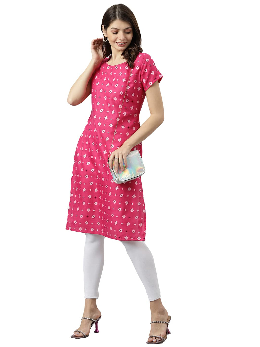 ANNI DESIGNER Womens Rayon Straight Printed Kurta (Sanem Pink_XL_NEW01_Pink_X-Large)