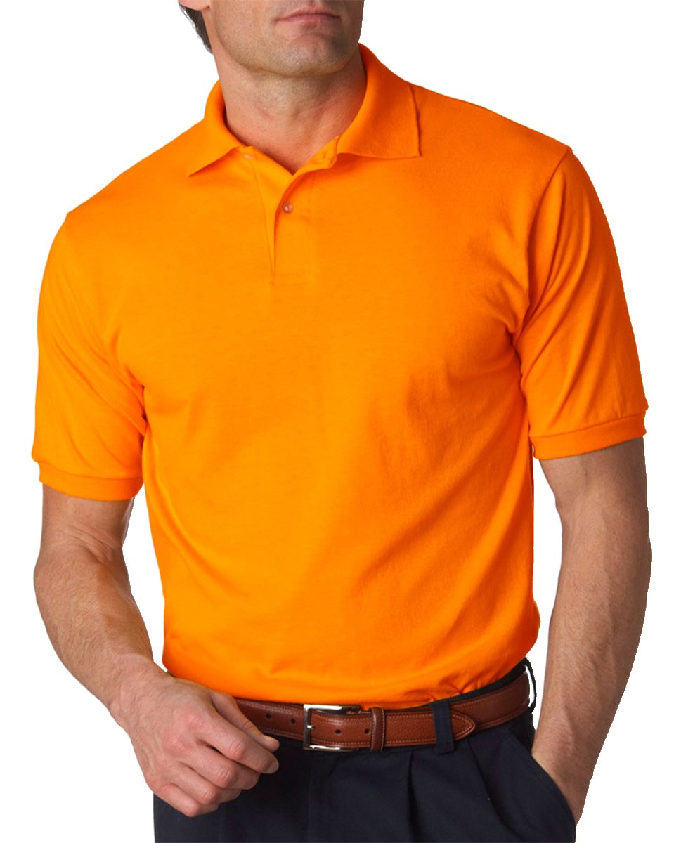Jerzees Men's SpotShield Short Sleeve Polo, Safety Orange, Medium