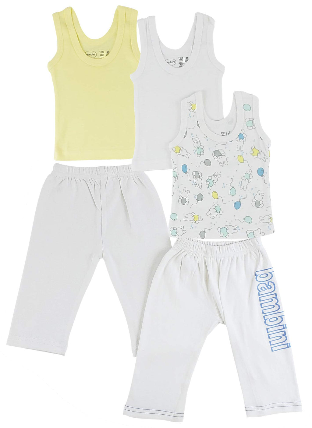 bambini Boys Tank Tops and Track Sweatpants - Medium WhiteBlue