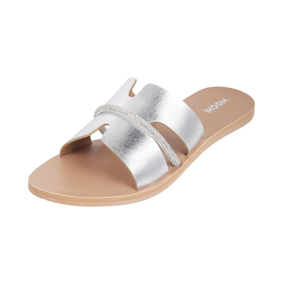 Mochi Women Silver Synthetic Leather Fashion Chappal UK/7 EU/40 (41130) 7-40