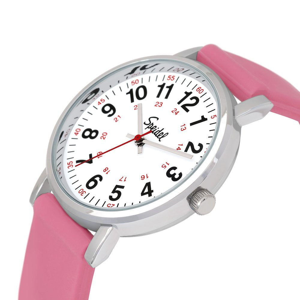 Speidel Original Scrub Watch, Analog Display, 38mm Case, Unisex Silicone Band, Water Resistant, Pink