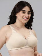Enamor F024 Plush Comfort Full Support Bra - Non-Padded Wirefree High Coverage - Paleskin