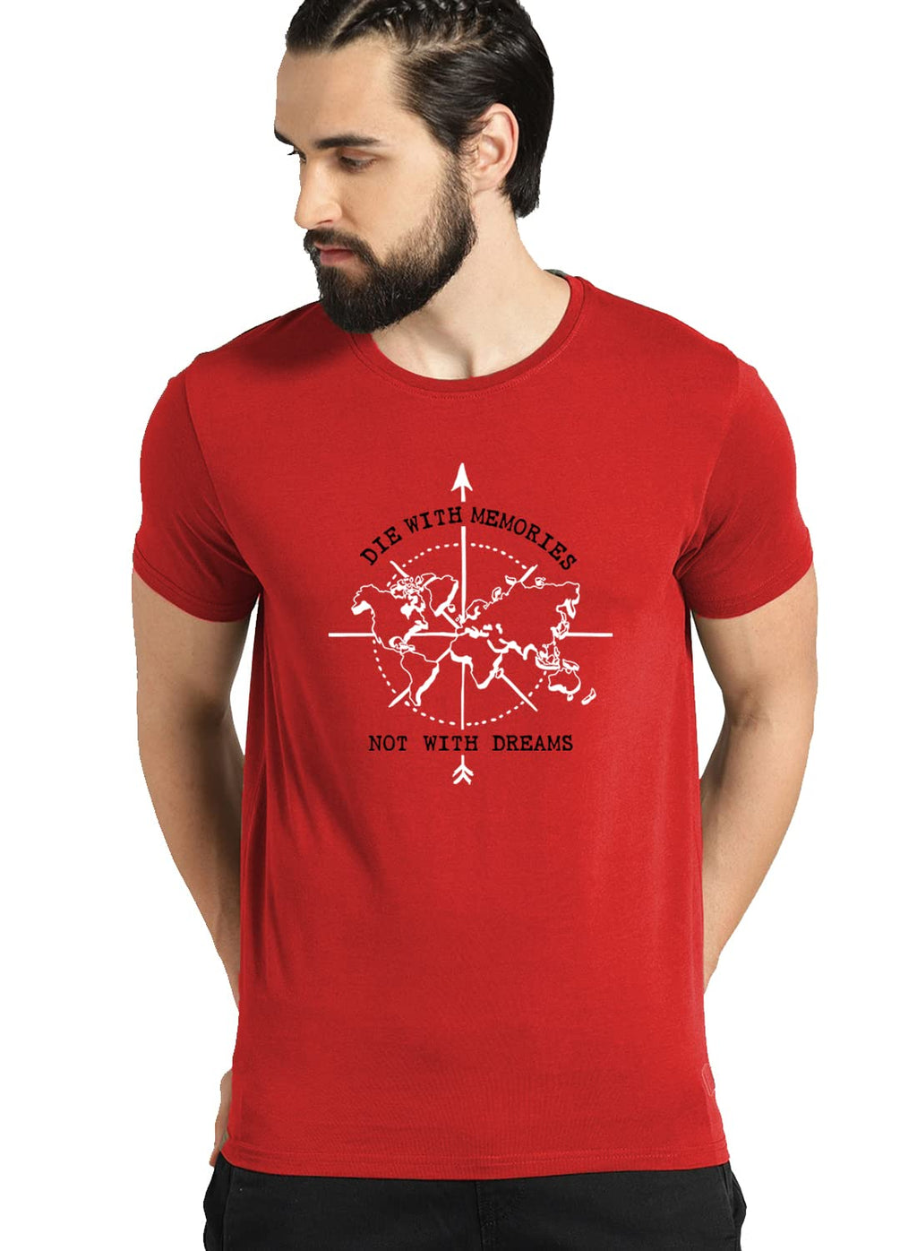 Adro Die With Memories Not With Dreams Mens Printed T-Shirt (Xl, Red)