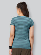 Lyra Pure Cotton Round Neck Printed Striper T-Shirt For Women