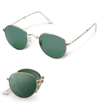 Round Folding Sunglasses Polarized, UV400, UVA, UVB Protection for Men Women, Folding Sunglasses Leather Case