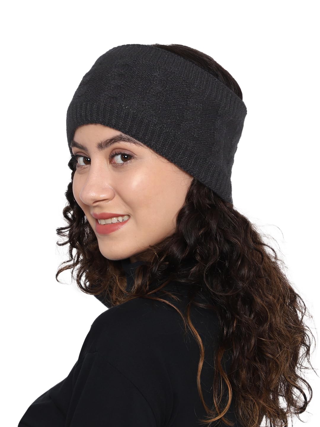 Gajraj Unisex Knitted Woolen Headband Earmuffs Ear Warmer For Men And Women (Black) 11