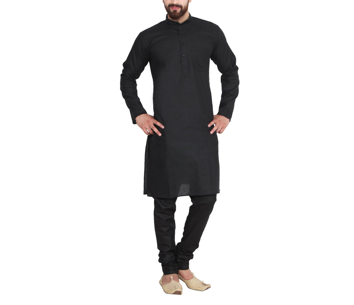 SOJANYA (Since 1958 Mens Black Cotton Linen Kurta Pyjama