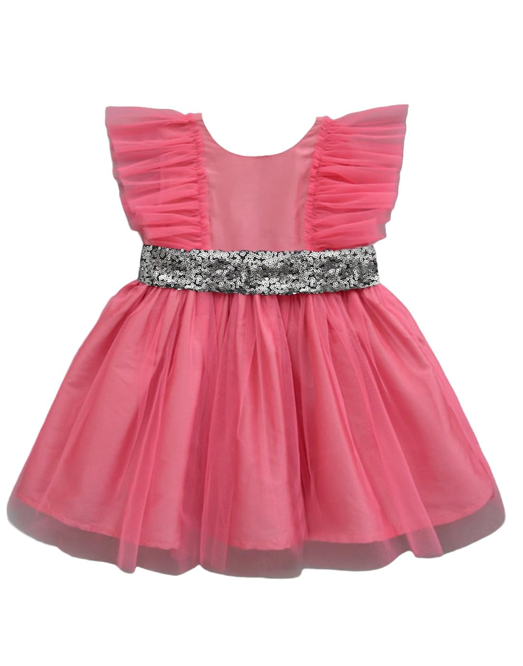 A.T.U.N. Girls Solid Sleeveless Net Dress Rouge