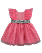 A.T.U.N. Girls Solid Sleeveless Net Dress Rouge