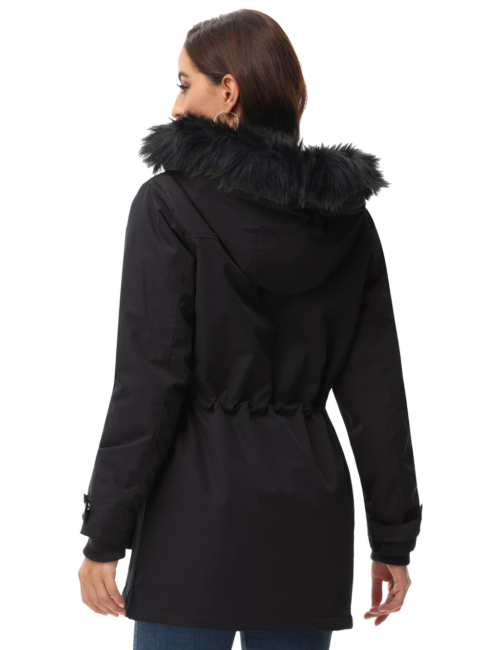 ROYAL MATRIX Women's Parka Coat Winter Warm Parka Jacket Fleece Lined Parka Coat Long Winter Coat with Hood (Black, Medium)