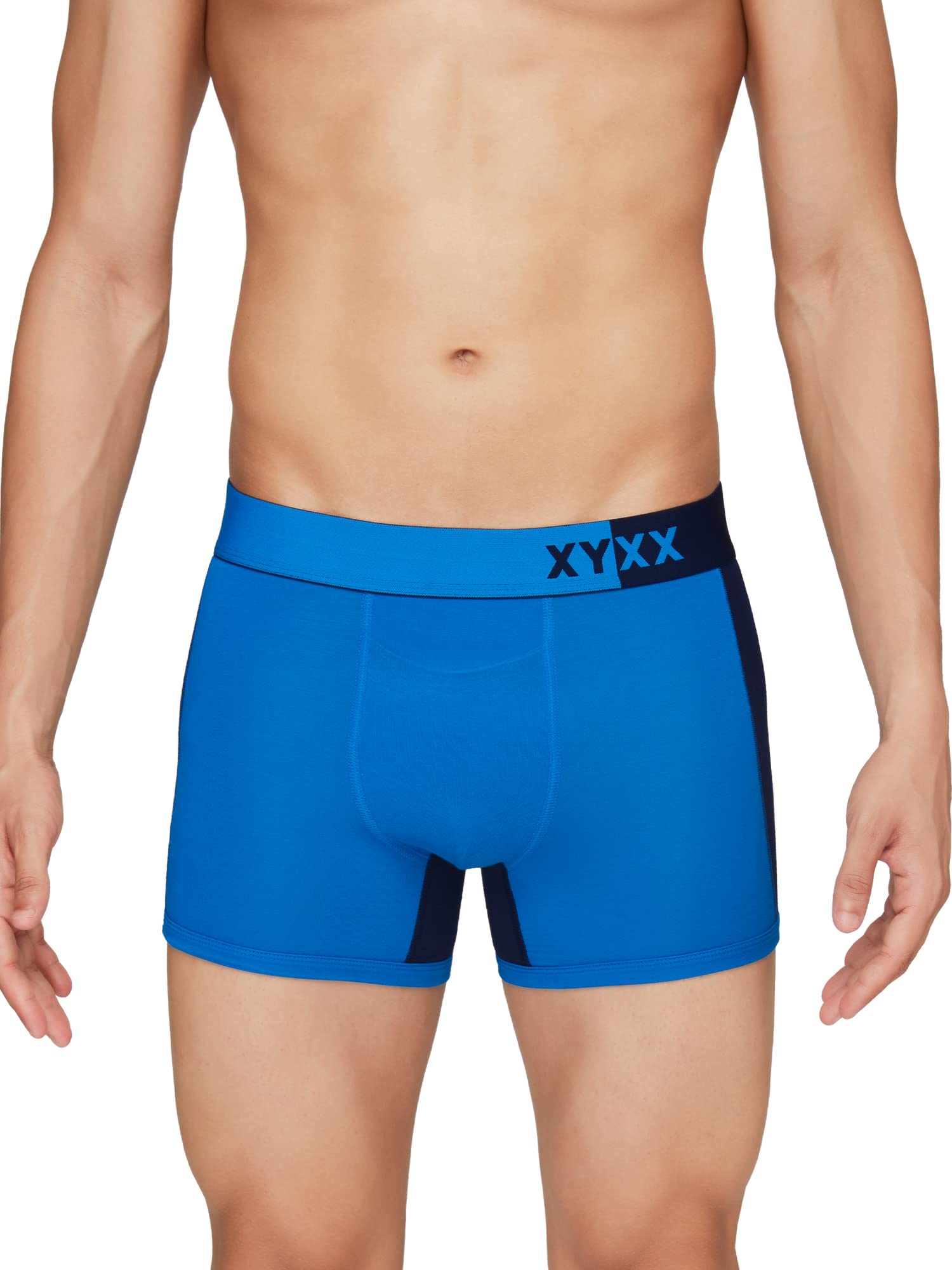 XYXX Mens Underwear Dualist IntelliSoft Antimicrobial Micro Modal Trunk Pack of 2 (Brilliant Blue & Black Iris ; Black Iris & B