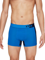XYXX Mens Underwear Dualist IntelliSoft Antimicrobial Micro Modal Trunk Pack of 3 (Brilliant Blue & Black Iris ; Black Iris & B