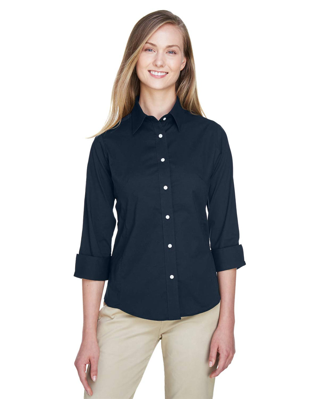 Ladies Perfect Fit34-Sleeve Stretch Poplin Blouse - LIME - S(D0102H7YE1P)